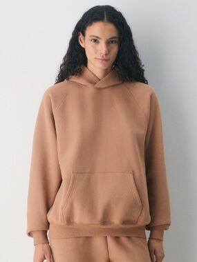 Aritzia Sweatfleece Hoodie in Camel Brown